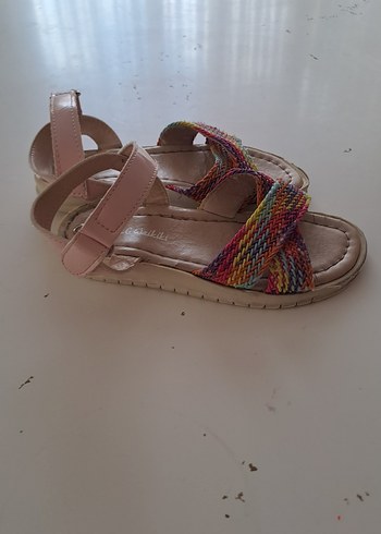 28 Beden çeşitli Renk Kız Çocuk Bohem Çok Renkli Bantlı Sandalet