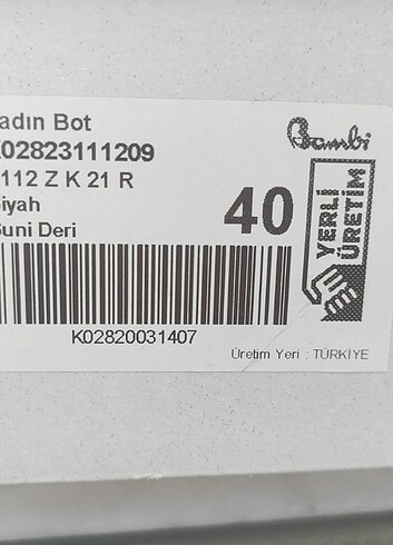 40 Beden siyah Renk Bambi kadın bot