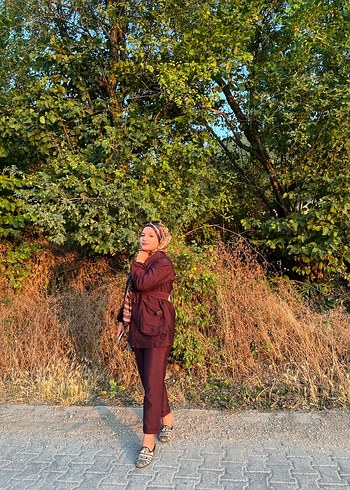 38 Beden bordo Renk Bordo Kadın Uzun Ceket Takım