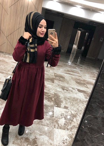 Bordo Uzun Kol Tüylü Salaş kaban