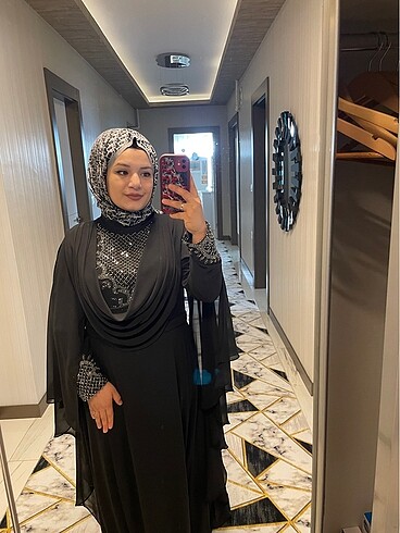 48 Beden siyah Renk Tesettür abiye