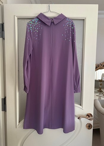 Armine Uzun Kollu Mor Saten Tunik