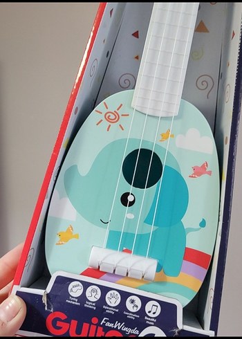 Renkli Fil Desenli Müzikli Oyuncak Gitar