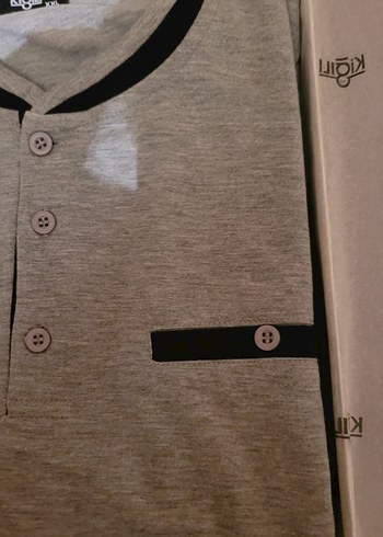 Gri Uzun Kollu Erkek Pijama Takımı - Görsel 2