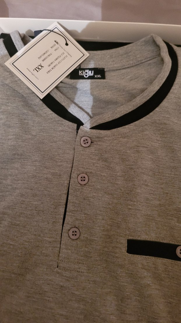 Gri Uzun Kollu Erkek Pijama Takımı - Görsel 3