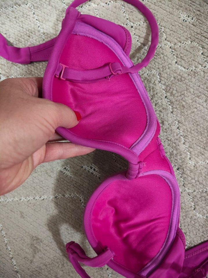Pembe İnce Askılı Kadın Bikini Üstü - Görsel 2