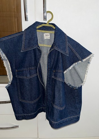 s Beden Kadın Mavi Kolsuz Denim Ceket