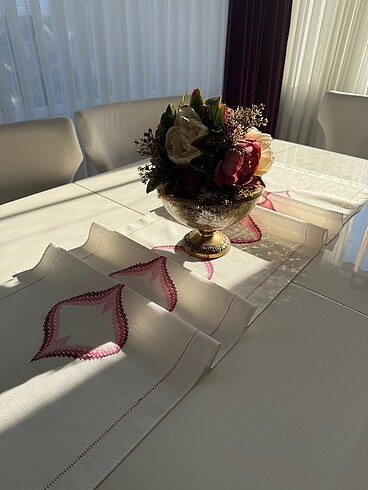 Zara Home Etamin işleme runner masa örtüsü