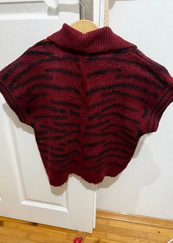 Bordo Zebra Desenli Triko süveter - Görsel 2