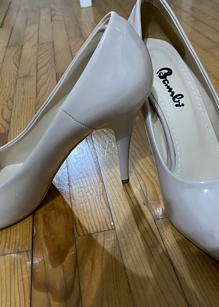 Bej topuklu ayakkabı - Görsel 3