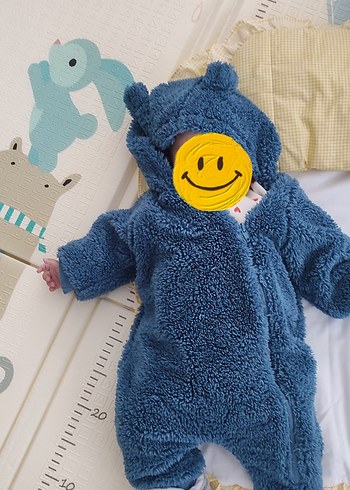 Mavi Kürklü astarlı Bebek Tulumu - Görsel 3