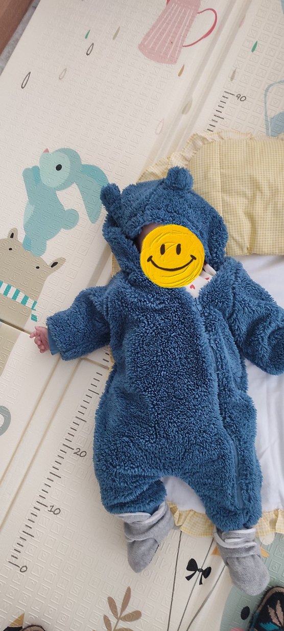 Mavi Kürklü astarlı Bebek Tulumu - Görsel 3