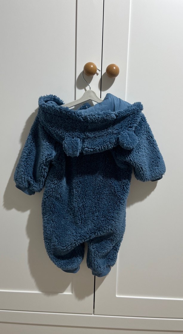 Mavi Kürklü astarlı Bebek Tulumu - Görsel 2