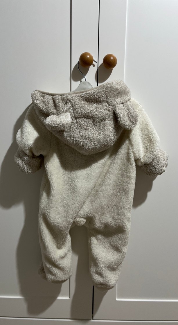 Kürklü Beyaz Bebek Tulumu - Görsel 2