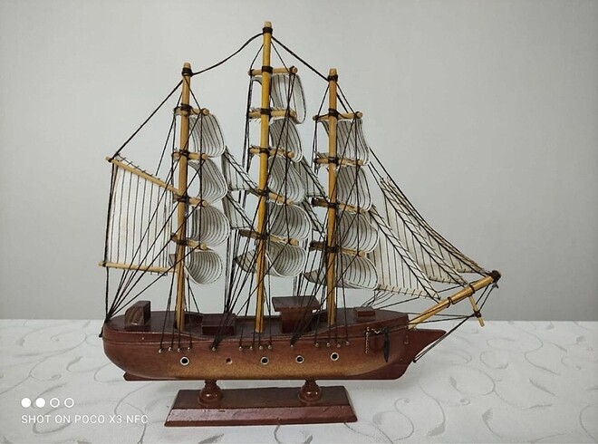 32 Cm Dekoratif Ahşap Gemi