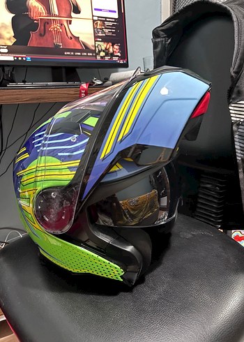 Mavi güneş vizörlü Motosiklet kaskı s beden - Görsel 2