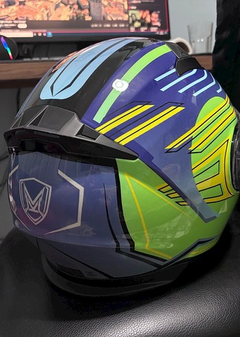 Mavi güneş vizörlü Motosiklet kaskı s beden - Görsel 6