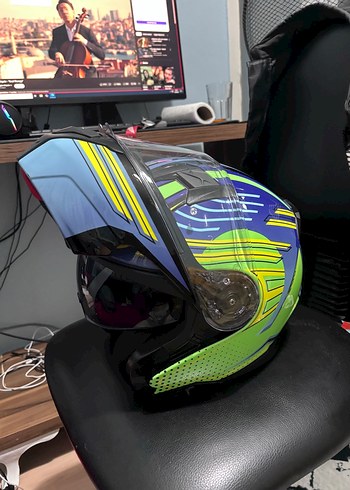 Mavi güneş vizörlü Motosiklet kaskı s beden - Görsel 3