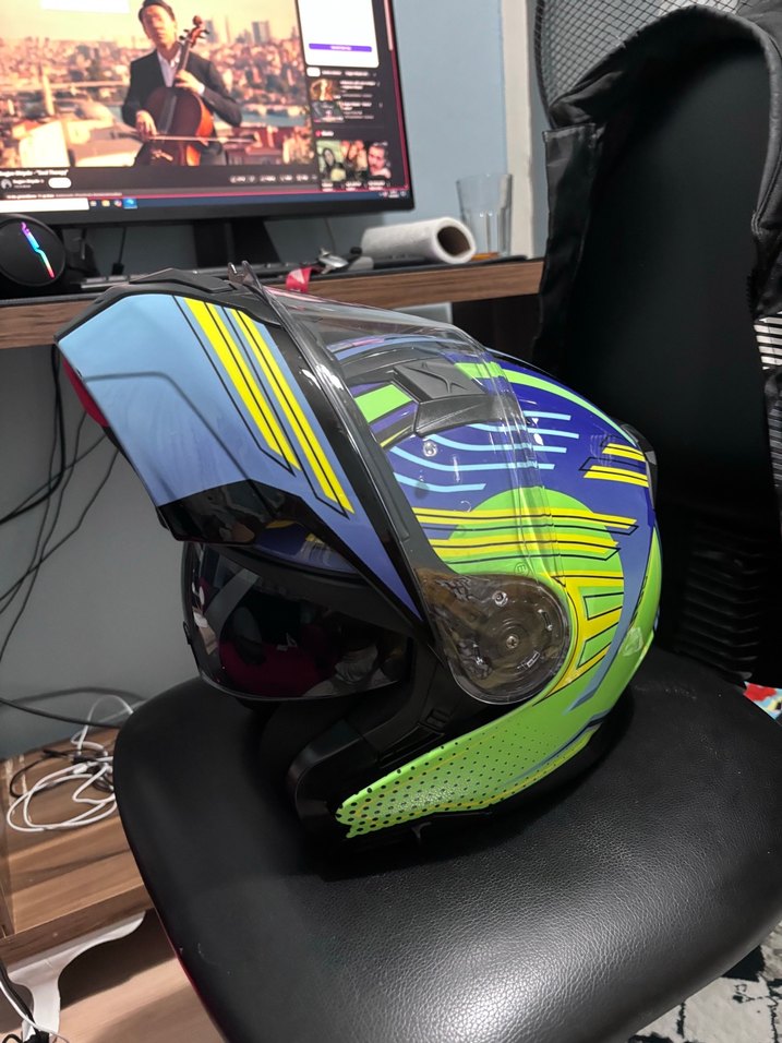 Mavi güneş vizörlü Motosiklet kaskı s beden - Görsel 3