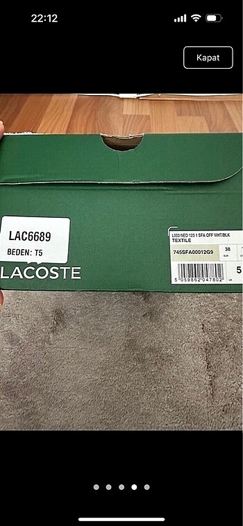 38 Beden Lacoste ayakkabi
