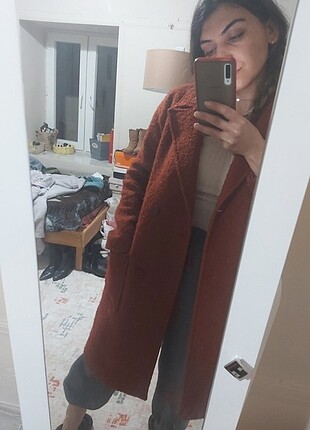 Koton kaşe kaban kremit rengi
