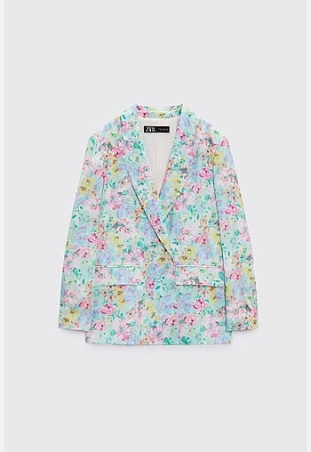 Zara saten kumaş çiçekli blazer