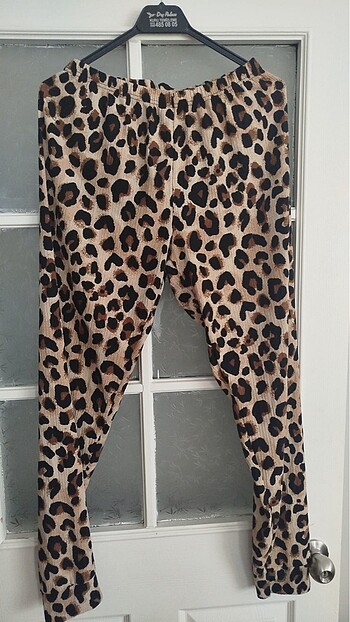 xl Beden kahverengi Renk Leoparlı pijama takımı