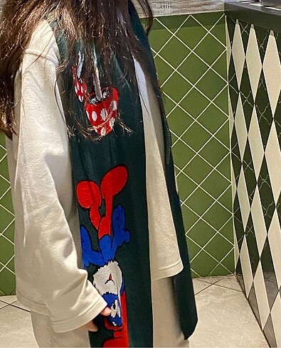 Atkı 180 Cm Triko Şirinler Atkı - Görsel 3