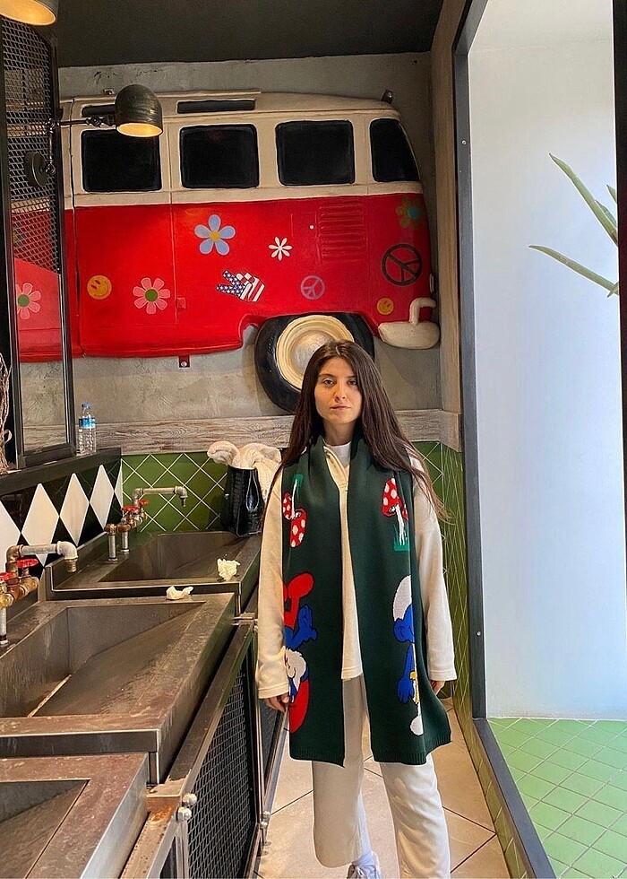 Atkı 180 Cm Triko Şirinler Atkı - Görsel 4