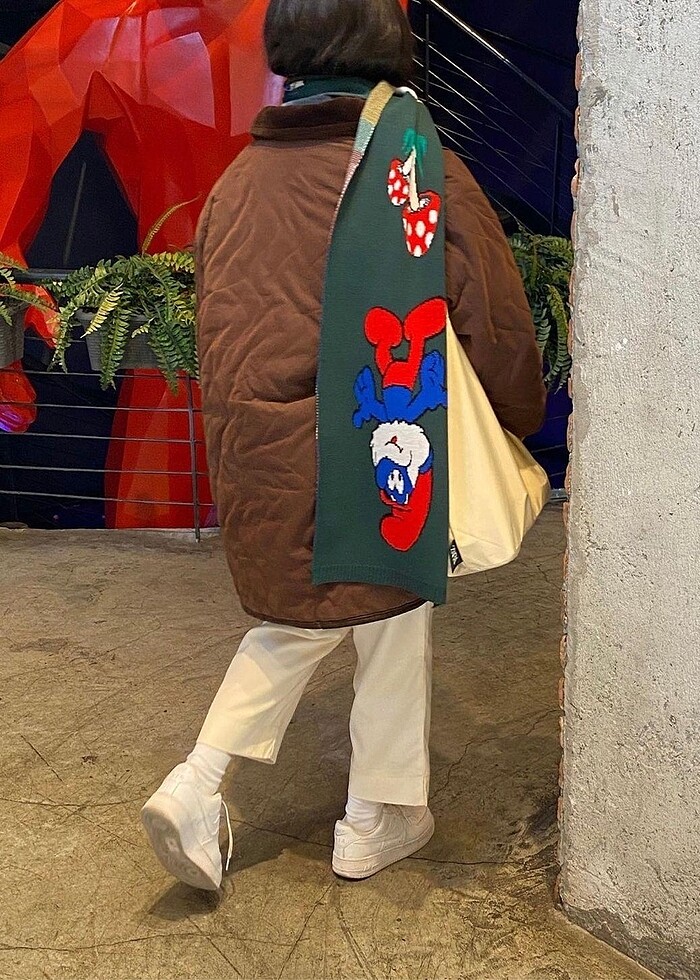 Atkı 180 Cm Triko Şirinler Atkı - Görsel 5