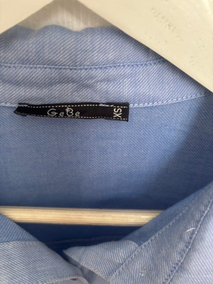 Hamile Mavi Düğmeli Kadın Denim Gömlek - Görsel 5