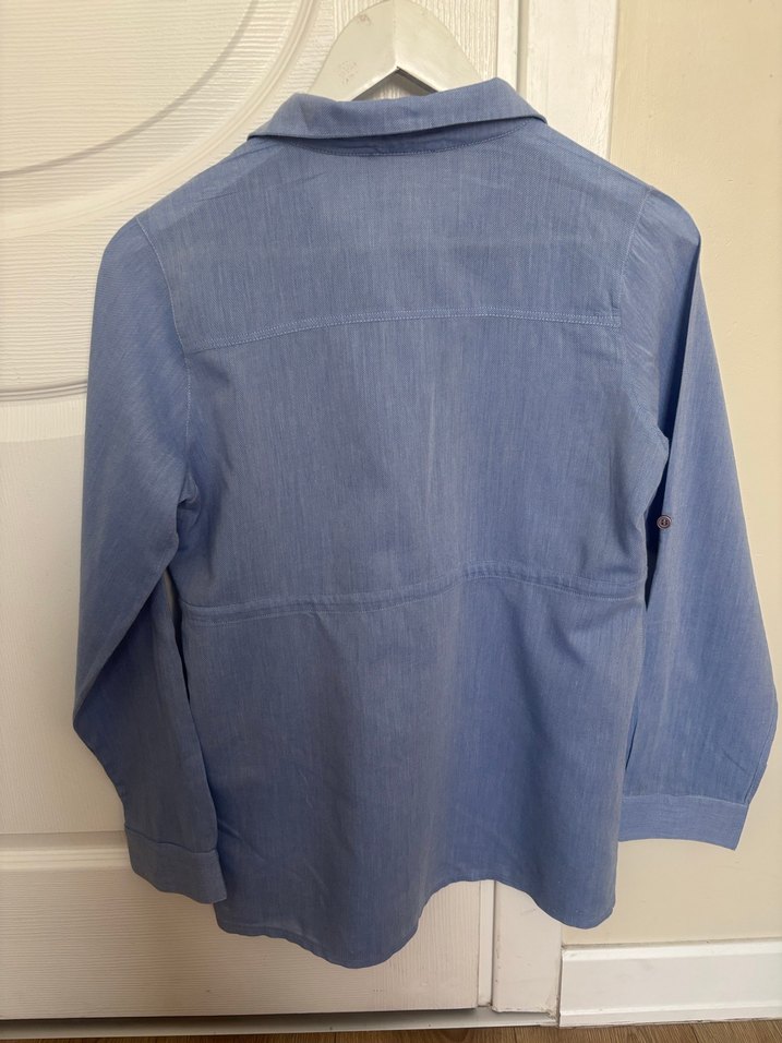 Hamile Mavi Düğmeli Kadın Denim Gömlek - Görsel 3