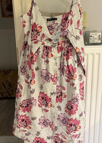 Çiçek Desenli, Düğmeli Uzun Bohem Elbise - Görsel 3