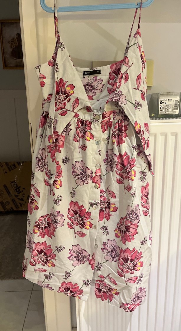 Çiçek Desenli, Düğmeli Uzun Bohem Elbise - Görsel 3