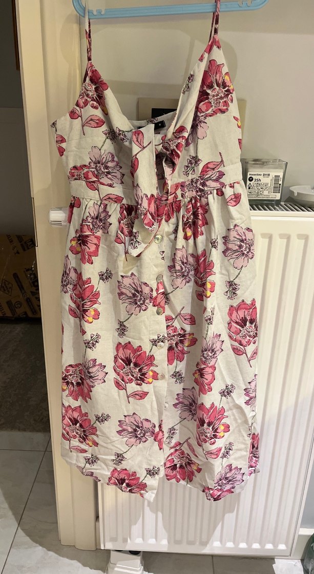 Çiçek Desenli, Düğmeli Uzun Bohem Elbise - Görsel 2