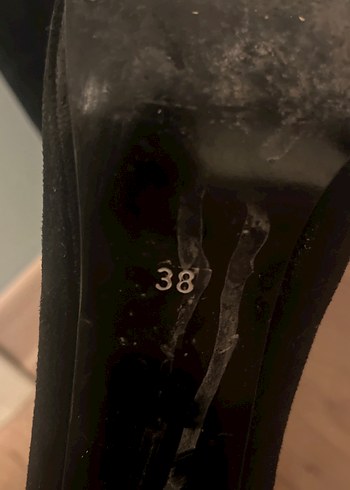 Siyah Süet Kadın Diz Boyu Topuklu Çizme - Görsel 5