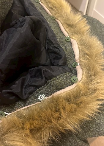 Yeşil Kürklü Kadın Kışlık Uzun Ceket - Görsel 2