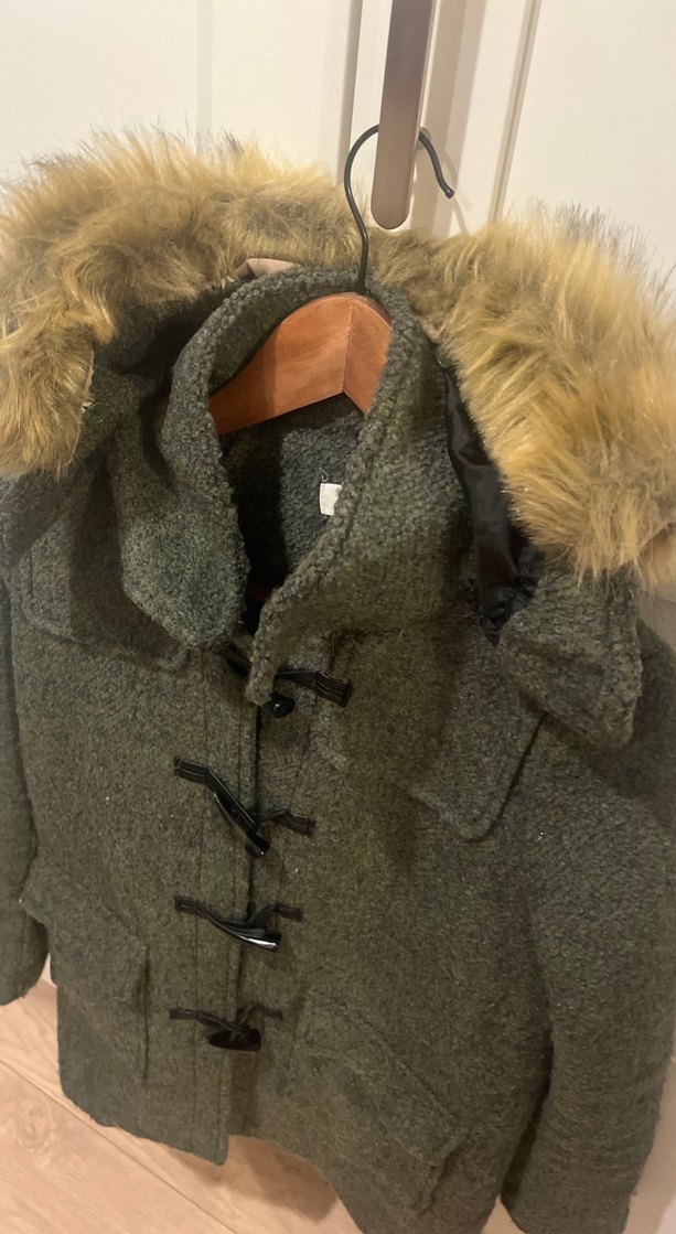 Yeşil Kürklü Kadın Kışlık Uzun Ceket - Görsel 5