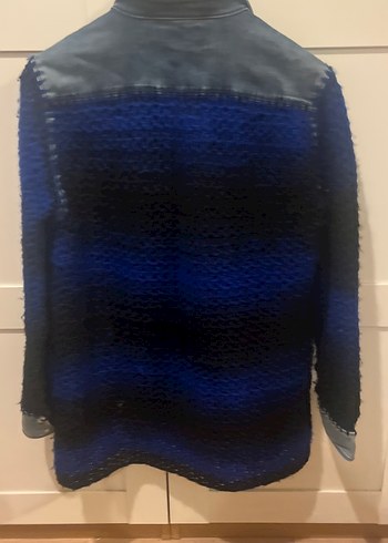 Örgü Detaylı Mavi Denim Kadın Ceket - Görsel 6