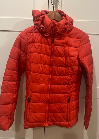 Kırmızı Fermuarlı Kadın Kışlık Mont - Görsel 2