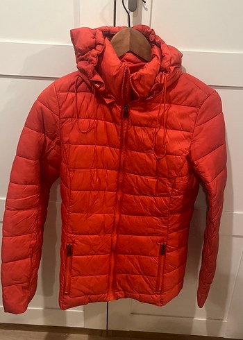 Kırmızı Fermuarlı Kadın Kışlık Mont - Görsel 3