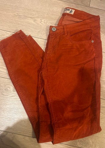 Turuncu ince kadife Kadın Pantolon - Görsel 4
