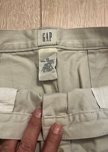 m Beden GAP Düğmeli Bej Midi Keten Etek 38-40