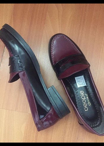 Bordo Tokalı Kadın Klasik loafer Ayakkabı - Görsel 2