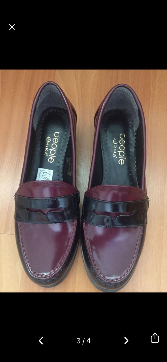 Bordo Tokalı Kadın Klasik loafer Ayakkabı - Görsel 3