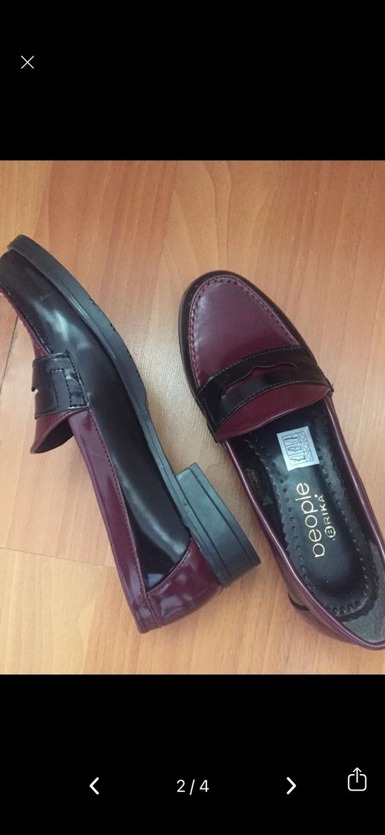 Bordo Tokalı Kadın Klasik loafer Ayakkabı - Görsel 2