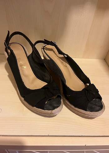 Siyah Tokalı Kadın Dolgu Topuklu Ayakkabı - Görsel 2