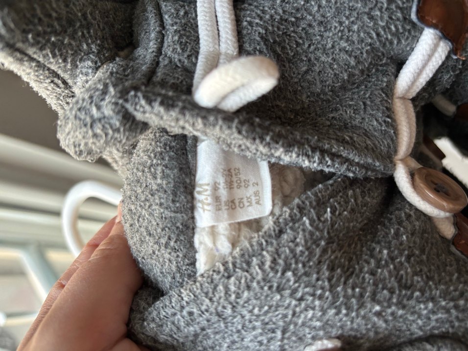 Düğmeli Kapüşonlu Gri Erkek Çocuk Kabanı - Görsel 5