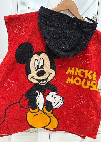 Kırmızı Mickey Mouse Baskılı Çocuk Bornozu - Görsel 3
