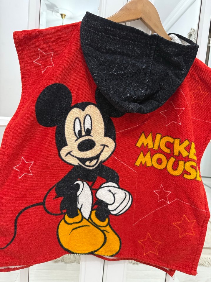 Kırmızı Mickey Mouse Baskılı Çocuk Bornozu - Görsel 3